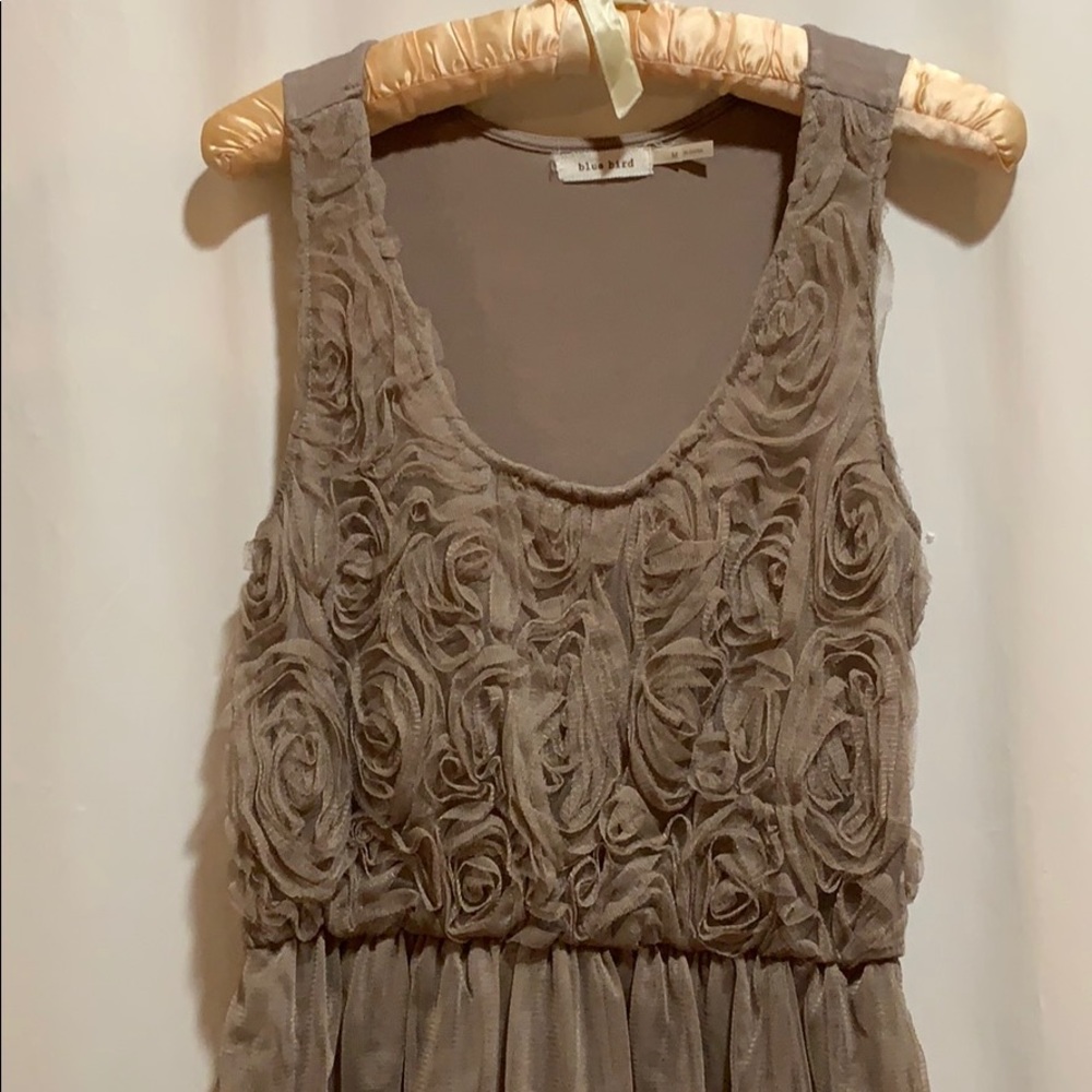 BLUE BIRD TULLE DRESS LATTE RAW SZ M TIERED